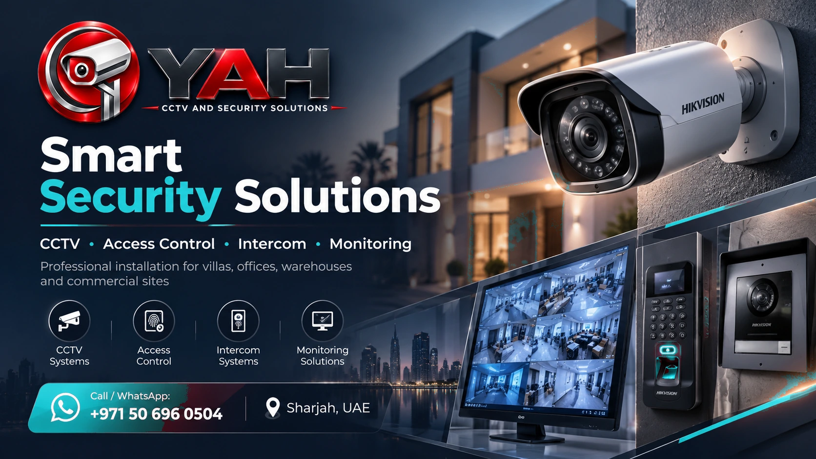 YAH smart security solutions including CCTV, access control, intercom and monitoring